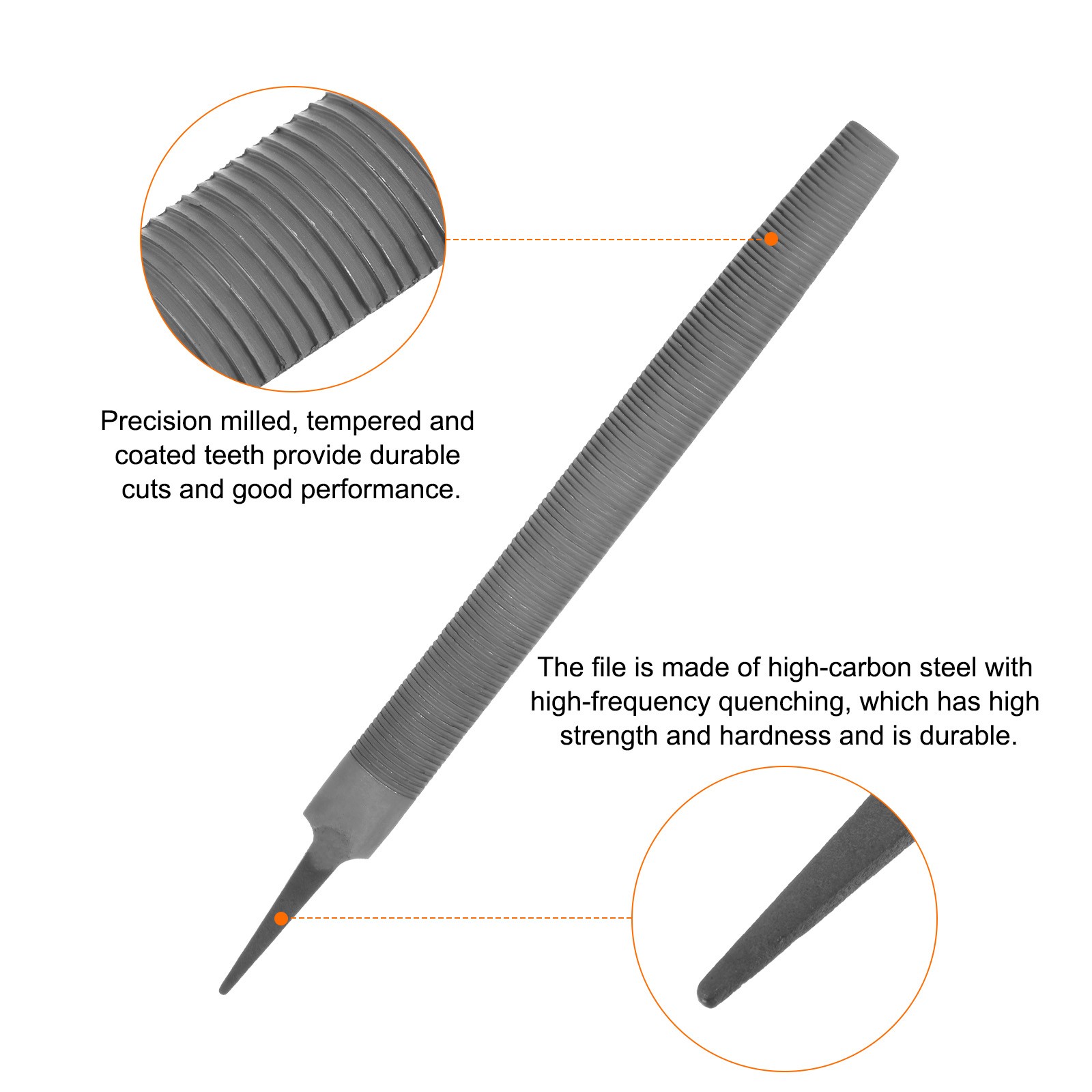 Aluminum Plate File 12" High Carbon Hardened Steel Cut Half Round Hand Rasp