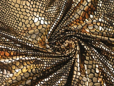 FOLIENJERSEY Jersey Stoff elastisch Snake SCHLANGE GOLD EUR 11,98/m - Bild 1 von 2