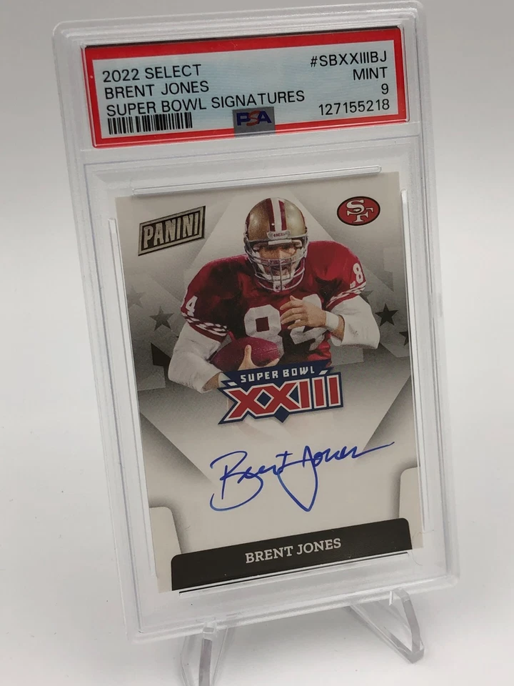 Коллекционная карточка BRENT JONES AUTO 2022 ИЗБРАННАЯ подписанная СУПЕРКУБОК XXIII 49ERs PSA 9 - Изображение 2 из 4