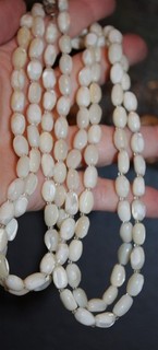 Beautiful antique polished 56inch long mother pearl shell beads Necklace Lot#311
