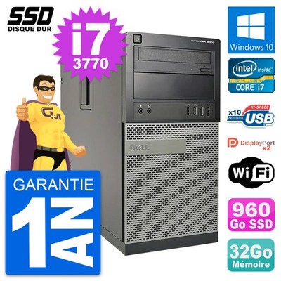 PC Tour Dell OptiPlex 9010 Intel Core I7-3770 RAM 32Go SSD 960Go Windows 10 Wifi