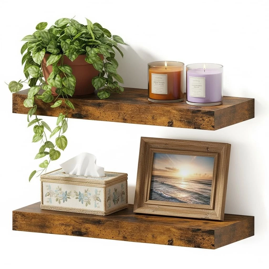 Vivelove Floating Shelves for Wall 16 inchs Long, Display Shelves with Invisible