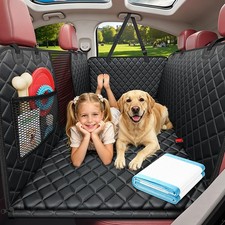 Waterproof Dog Car Seat Cover for Back Seat - Hard Bottom Hammock Protector