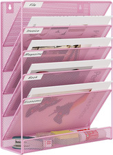 5 Tier Wall File Holder, Mesh Hanging Folder Organizer with Classify Label, Vers