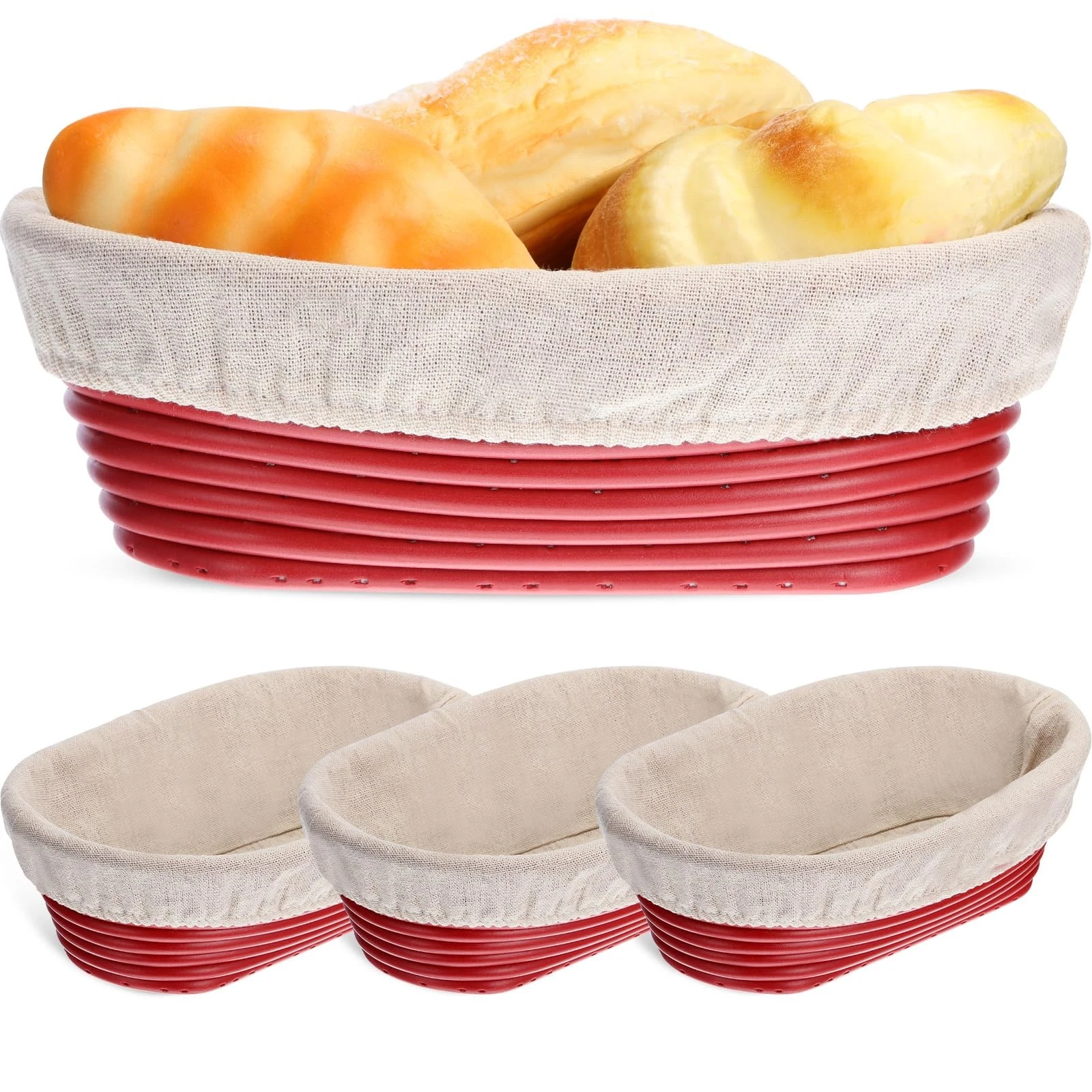 3 Pack Banneton Bread Proofing Basket, 10 Inch Oval Sourdough Proofing Basket...