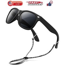 Kids Sunglasses Polarized UV400 TPE with Strap for Boys Girls