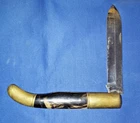 REVOLUTIONARY OR CIVIL WAR STYLE FOLDING KNIFE W/ HORN GRIPS BRASS MOUNTS