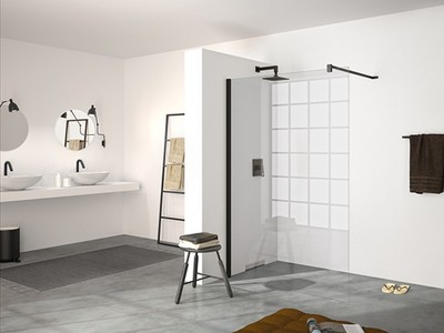 HÜPPE Design pure Seitenwand alleinstehend, Querbügel, ESG 8mm, Breite 900mm,