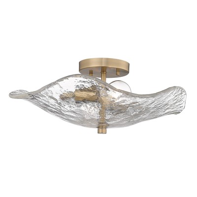 Golden Lighting 1140-SF HWG Samara 2 Light 15''W Semi-Flush - Brass