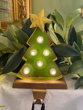 Glitzhome LED Light Up Marquee Weighted Christmas Tree Stocking Hanger