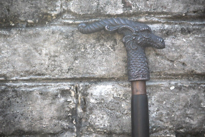 Vintage Wooden Walking Stick Cane Designer Dragon Head Antique Handle Style Gift