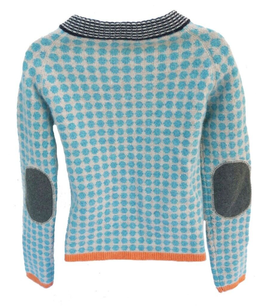 Orla Kiely Merino Lambswool + Angora Patterned Cardigan Dot Sweater sz