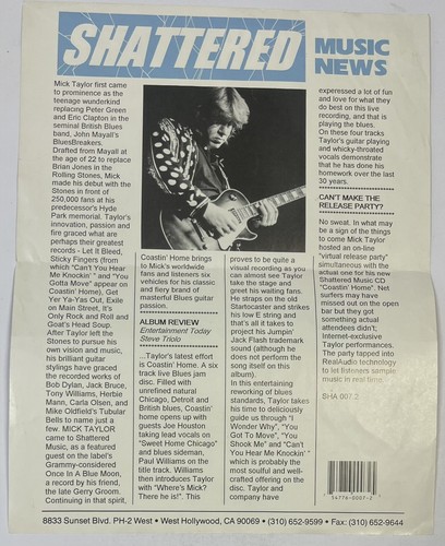 The Rolling Stones: Mick Taylor - Álbum en vivo firmado folleto promocional certificado de autenticidad - Imagen 5 de 6