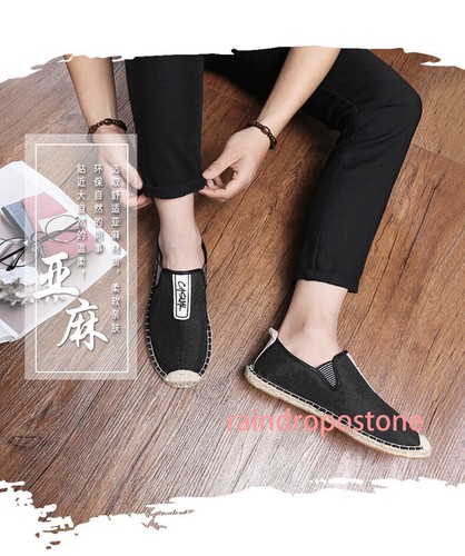 Herren Sommer Canvas Freizeit Leinen Halbschuh Flach Komfort Atmungsaktiv Slipper Schuhe - Bild 10 von 21