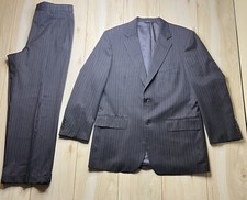 Brooks Brothers Wool Suit Gray Pinstripe Mens Size 40L 34Wx28L Made In USA