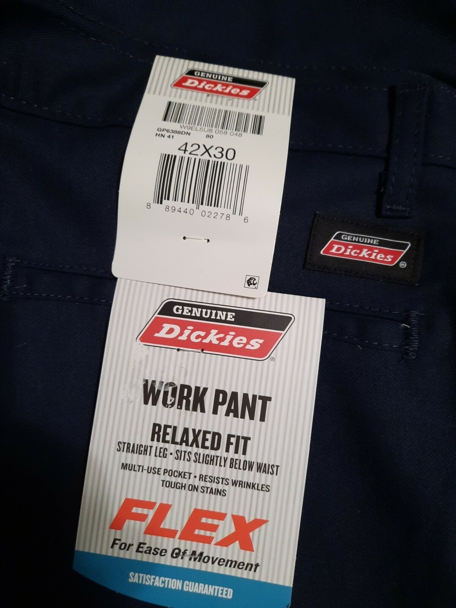 Dickies Mens Relaxed Fit Straight Leg Navy Work Pants Size 42 X 30