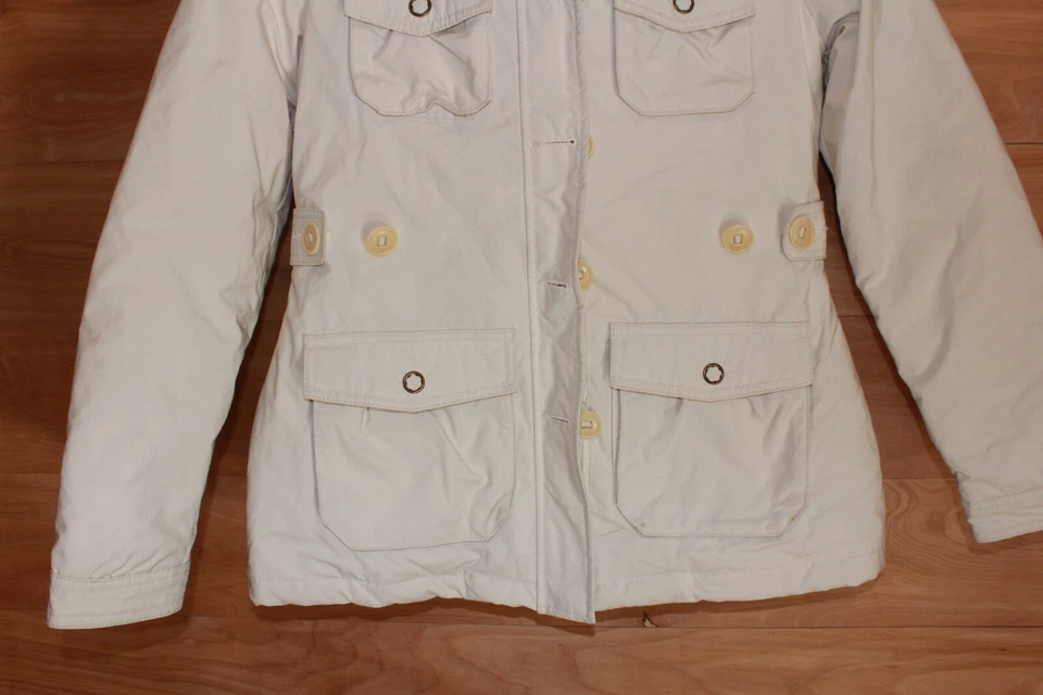 Banana Republic Mujer’s XS Blanco Plumón Parka Chaqueta Con Capucha Abrigo Abombado Invierno Foto 4 de 4