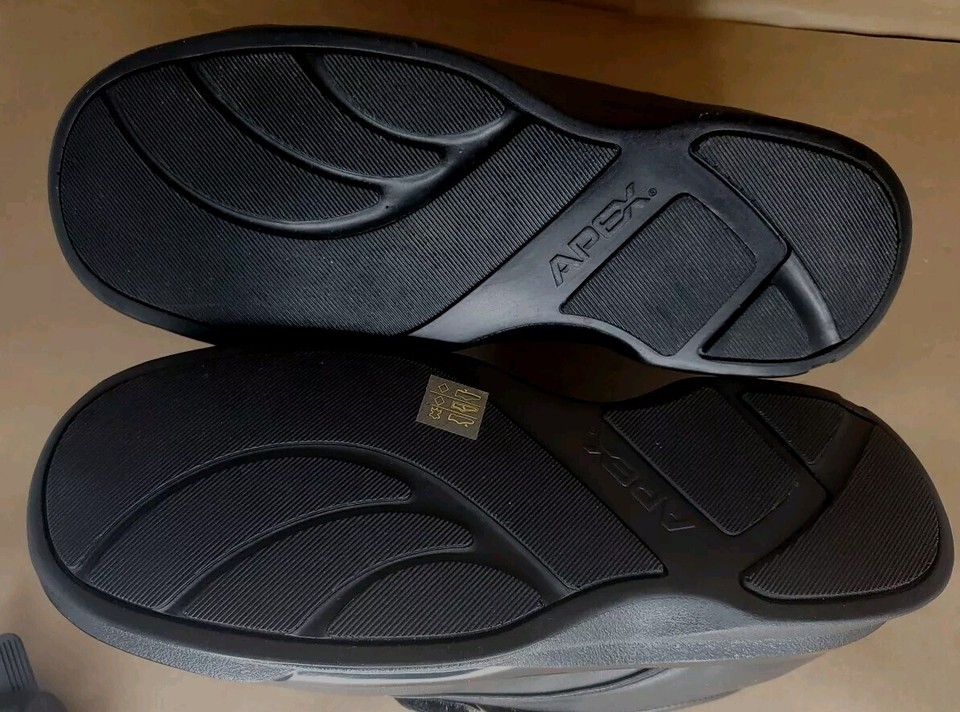 Apex Men's Shoes Black Leather Size 9.5 Wide Therapeutic Diabetic