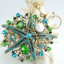 Unique Starfish Keychain Pendant Rhinestone Crystal K06412
