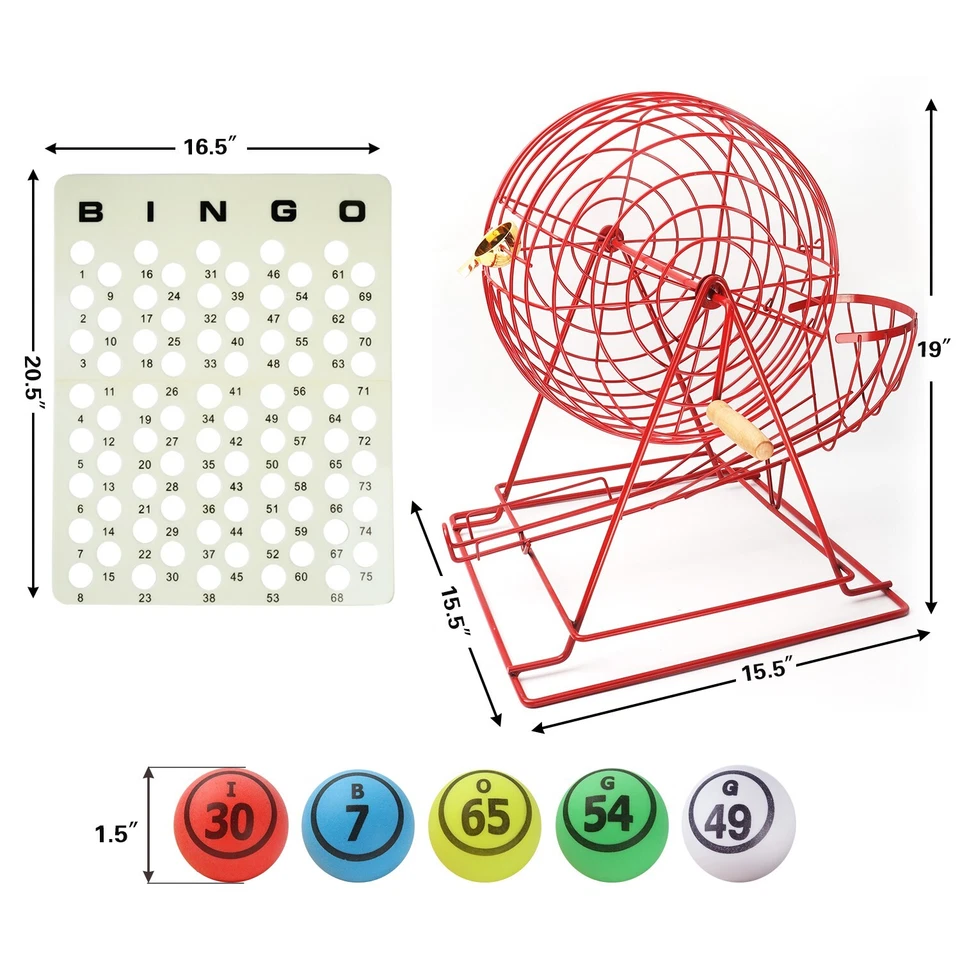 PRO Jumbo Bingo Game Set w/Large Bingo Cage, 1.5" Ping Pong Bingo Balls & Board - Image 2 of 4