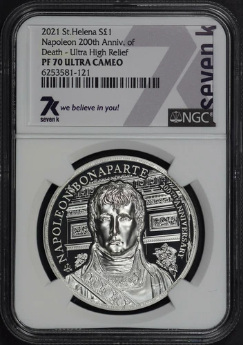 2021 St. Helena £1 Silver 200th Anniversary High Relief Napoleon NGC PF-70