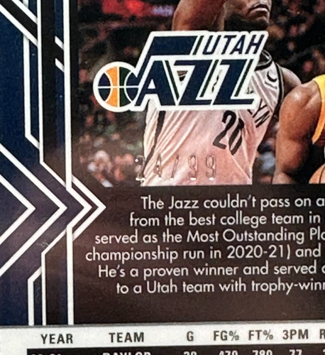 2021-22 Panini Obsidian - Jared Butler Electric Etch Purple #/99 (RC) Utah Jazz - Picture 3 of 3