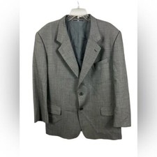 Valentino Men's Herringbone Gray Virgin Wool Two Button Side Vent Blazer- 46L