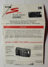 Kodak S300MD 35MM Camera Instruction Booklet ONLY
