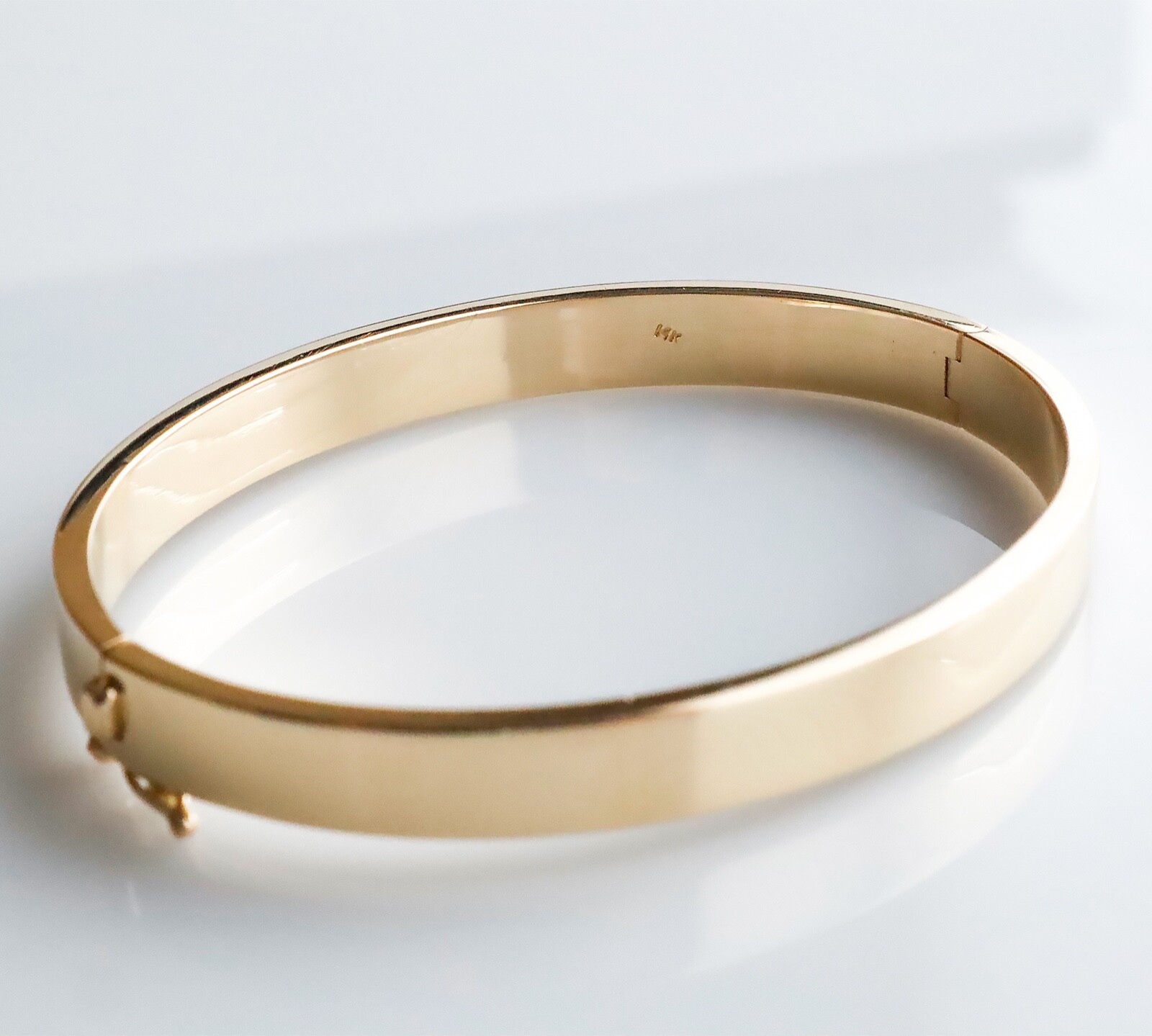 Handmade Plain Bangle Bracelet - 14K Solid Gold |… - image 3