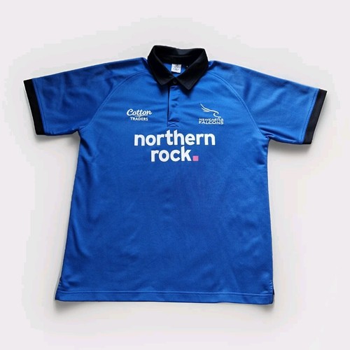 Newcastle Falcons Polo Shirt Mens Medium Blue Rugby Union Cotton