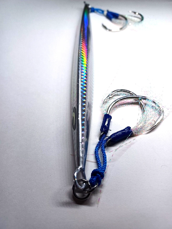 The Original Slow Pitch Jig 250g PRATA Iridescente 4 Ahi Mahi Brilha ÁGUA ESCURA - Imagem 2 de 4