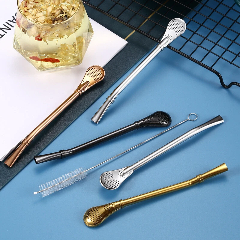 2pcs Yerba Mate Straw Spoon Bombilla Stainless Steel Metal FIlter 17.5 cm Long - Image 4 of 4