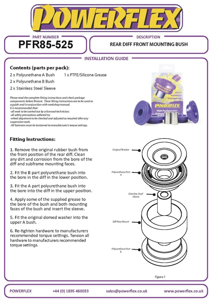 Powerflex Diferencial Posterior Montaje Trasero Cojinetes Para Seat Leon MK3 13- - Imagen 3 de 4