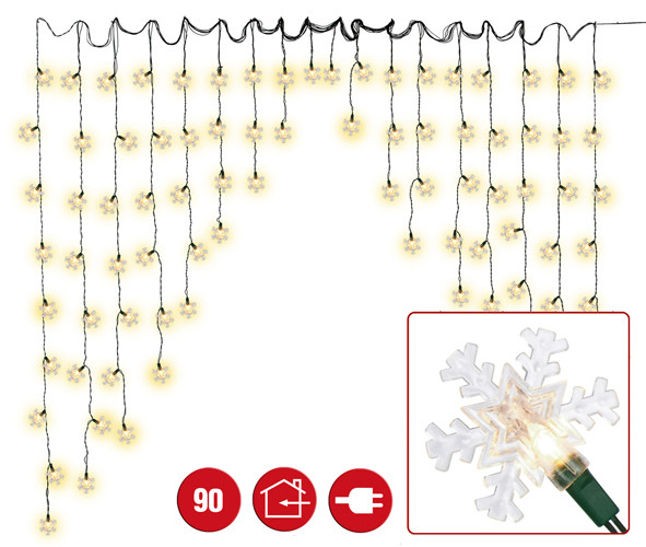 LED Lichtervorhang FLOCKENZAUBER Lichterkette Fensterdeko Weihnachtsbeleuchtung