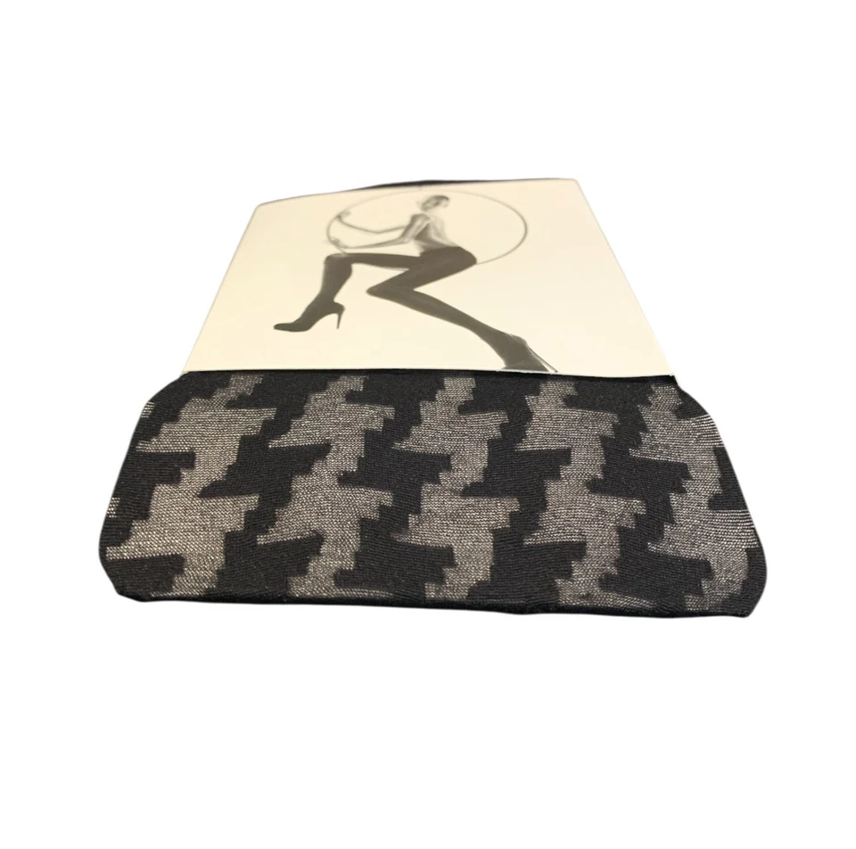 Paquete de 2 Medias Express Largo Completo Estampado Zig Zag Nylon Negro Transparente S/M Nuevas Foto 4 de 4