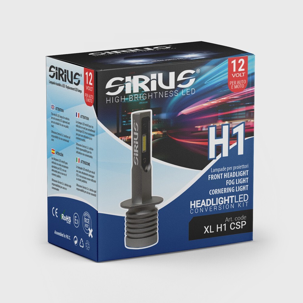 Kit Coppia Lampade Fari LED H1 per Auto Moto 12V 6000k Chip Seoul Csp Sirius - Miniatura 2
