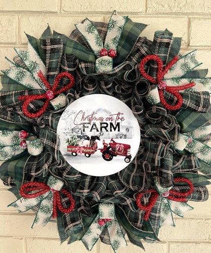 Farmhouse Christmas Wreath For Front Door Holiday Wreath Home Decor #1300 - Picture 2 of 10