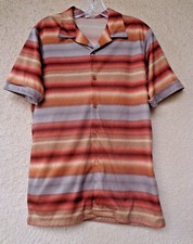 VTG 1970s MEN'S DISCO SHIRT Ombre Stripes Mod Retro Atomic Hippy Pimp Dance M