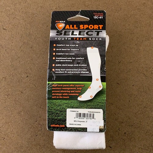 SofSole Youth Shoe Size 13-4 White All Sport Knee High Team Socks 2 Pair NWT - Picture 3 of 3
