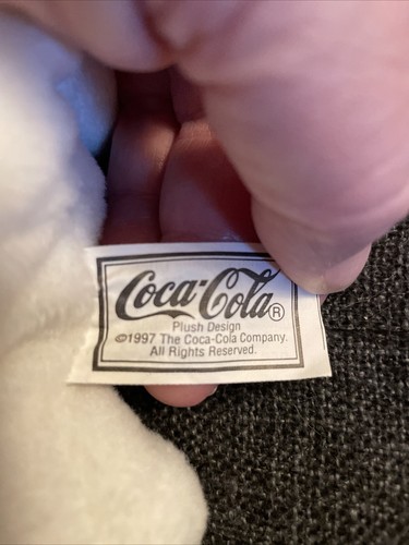 Lot Of 2 Coca-Cola Bean Bag Polar Bear 1997 6” Bottle Red Sweater Baseball Hat - Picture 13 of 15