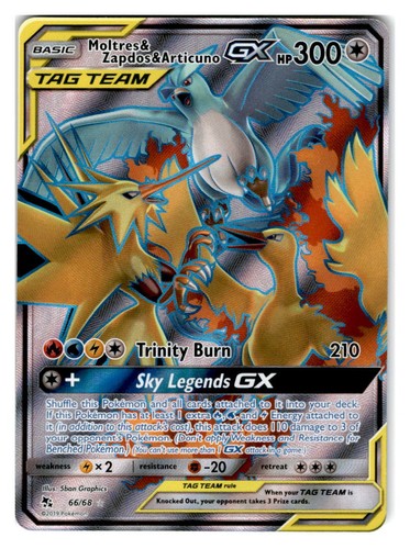 Pokemon card SM10b 035/054 Moltres & Zapdos & Articuno GX RR Sky