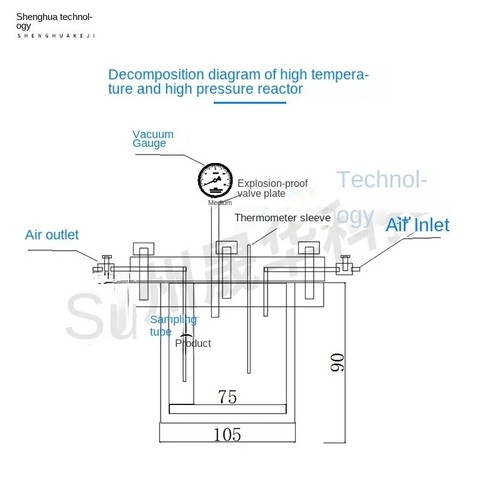 Hydrothermal synthesis Autoclave Reactor vessel +inlet outlet gauge ...