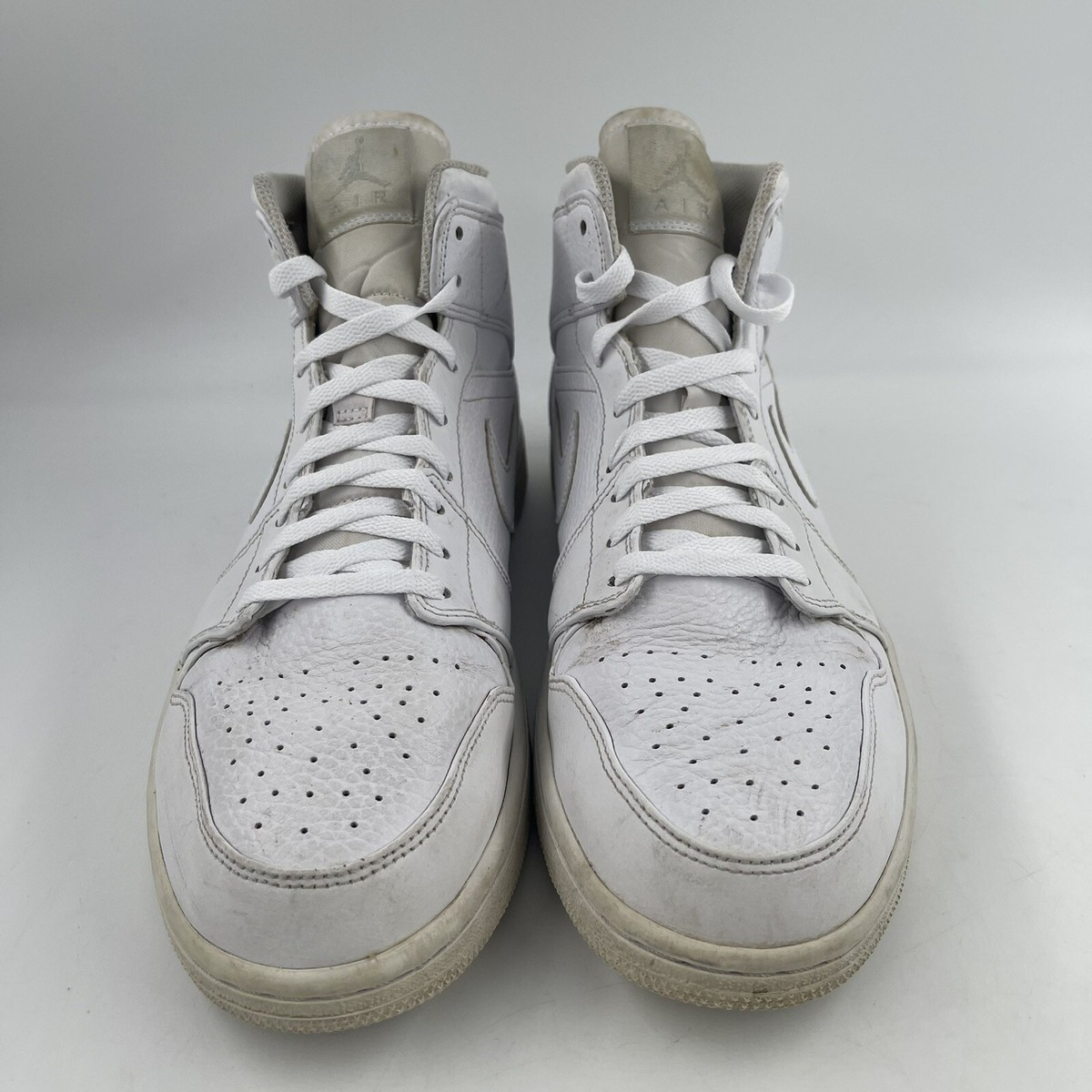 Nike Men's Air Jordan 1 Mid 2019 Triple White Shoes Sneakers