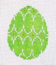 Green Easter egg Hand Painted Needlepoint Canvas