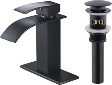 Black Waterfall Widespread Bathroom Sink Faucet With Drain Basin Mixer Tap