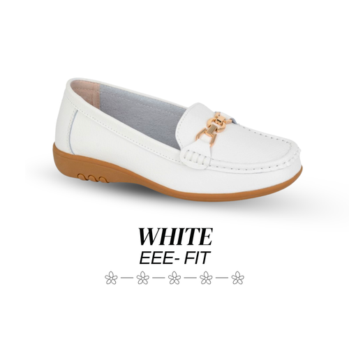 Boulevard Ladies Wide Loafers E + EEE Fit Smart Office Leather Saddle Shoes Girl - Picture 14 of 27