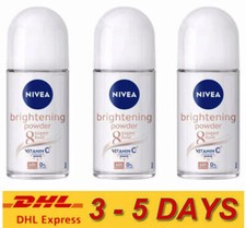 3 x NIVEA BRIGHT POWDER DEODORANT ROLL ON ANTI-PERSPIRANT48H QUICK DRY 50ML