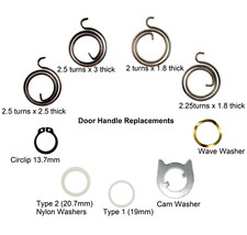 Door handle Springs, Circlips, Nylon Type 1 / 2, Cam or Wave Washers Spares  