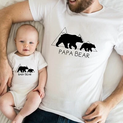 ALLABOUTTHEBUMP Papa Bär Baby Bär | Papa und Baby passend (Herren/Kinder T-Shirt oder Baby Weste)