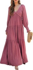 R.Vivimos Dress RVivimos Maxi for Long Sleeve Neck Empire Waist